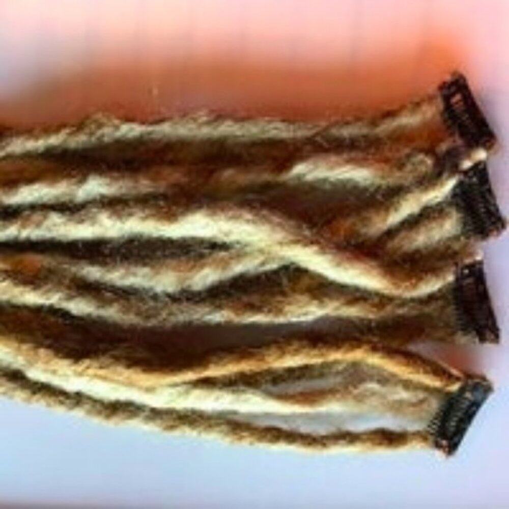 Blonde Clip in Dreads Dreadlocks Hair Extensions